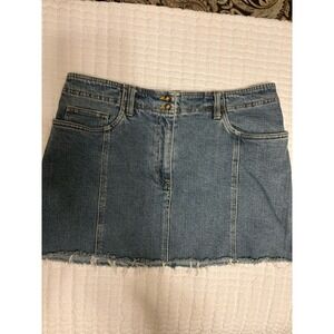 Jones Of New York, Jones Sport Denim Mini Skirt With Frayed Hem,8, Stretch